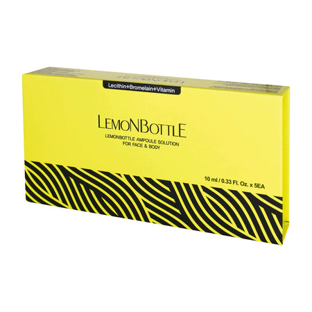 Zitrone Flasche mit 5x10ml Lipolyse-Lösung von SID MEDICOS zur Fettreduktion, in einer klaren Flasche auf weißem Hintergrund.