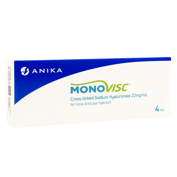 Monovisc Hyaluronsäure-Injektion 4ml Fertigspritze für Arthrose, inklusive Nadel und Spritze, zur Gelenkinjektion.