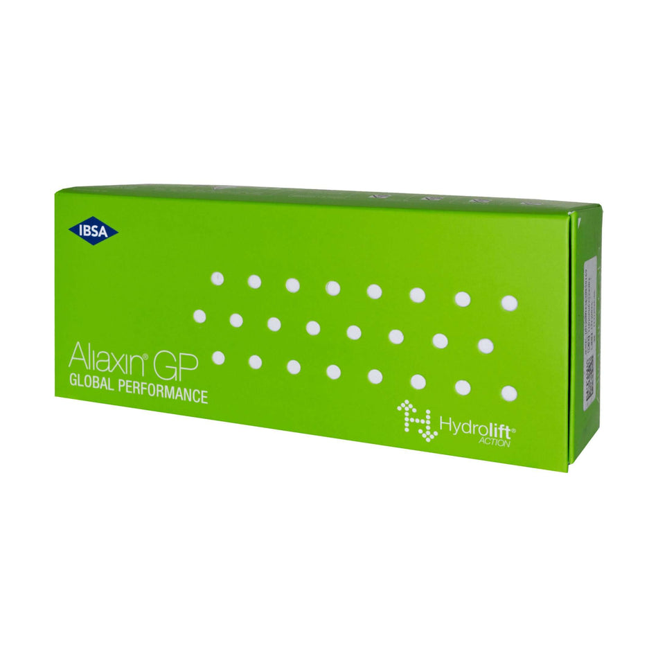 Aliaxin GP Dermalfiller mit Hyaluronsäure, 2x1ml, für Gesichtskonturierung, von IBSA Pharmaceutical, klare Injektionsnadel.