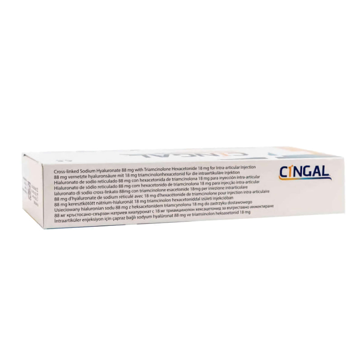Sterile Spritze mit Cingal 4ml Hyaluronsäure und Triamcinolon für Arthrose-Injektion, sichtbar in der Verpackung.