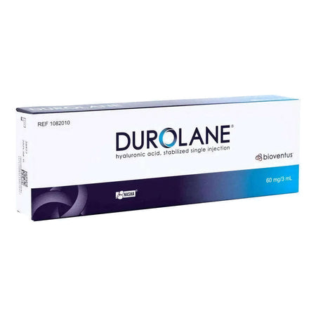 Hyaluronsäure Gelenkspritze von Bioventus, 60mg/3ml, zur Arthritisperre, in einer Spritze für Gelenkbehandlung.