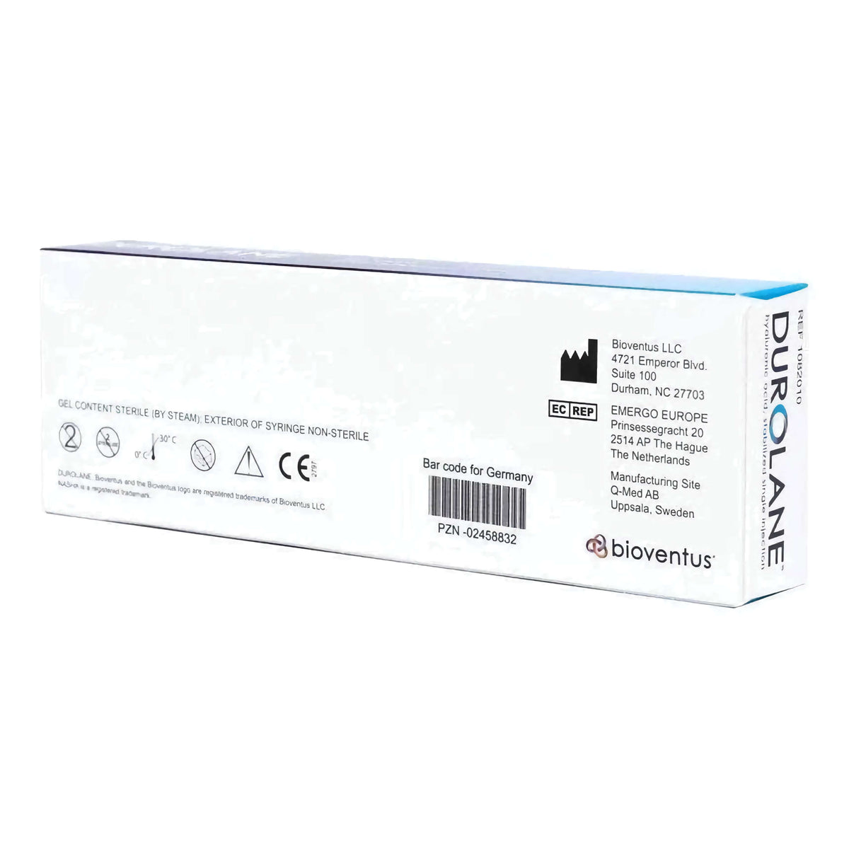 Bioventus Durolane Gelenkspritze mit 60mg Hyaluronsäure in 3ml Verpackung für Gelenkbehandlung