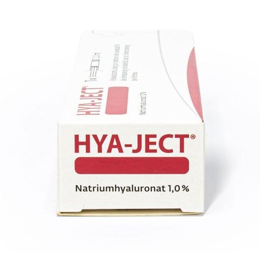 HYA-JECT 20mg/2ml Hyaluronsäure Gelenkspritze von TRB Chemedica AG, sterile Fertigspritze für Arthrosebehandlung.