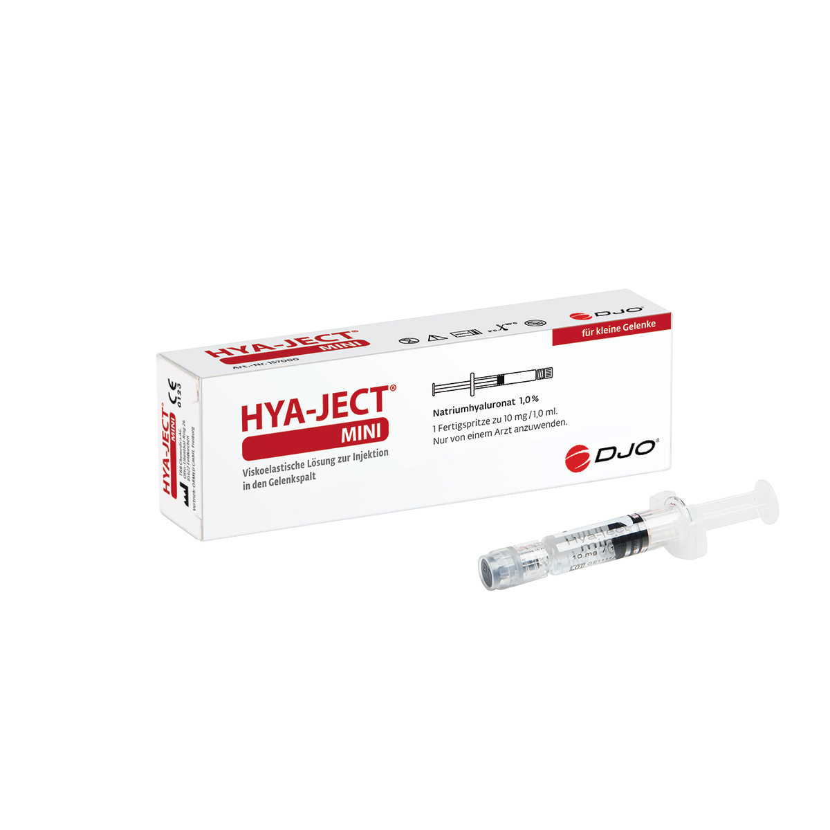 HYA-JECT Mini 10 mg Hyaluronsäure Gelenkspritze für kleine Gelenke, von ORMED GmbH, in 1 ml Fertigspritze.