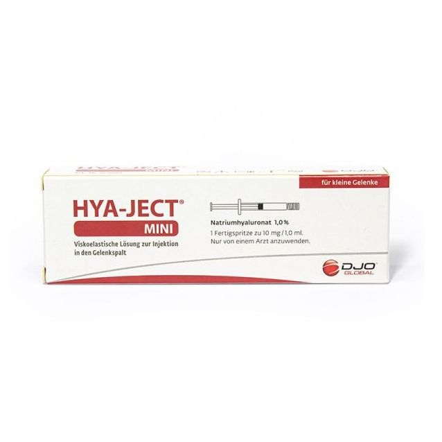 HYA-JECT Mini 10 mg 1 ml Gelenkspritze von ORMED GmbH, hyaluronsäure Injektion für kleine Gelenke, Fertigspritze