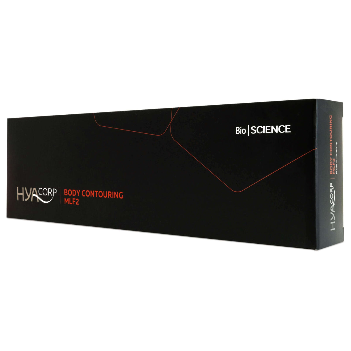 HYAcorp Body Contouring MLF 2 dermal filler in a 10 ml syringe, designed for body contouring with hyaluronic acid.