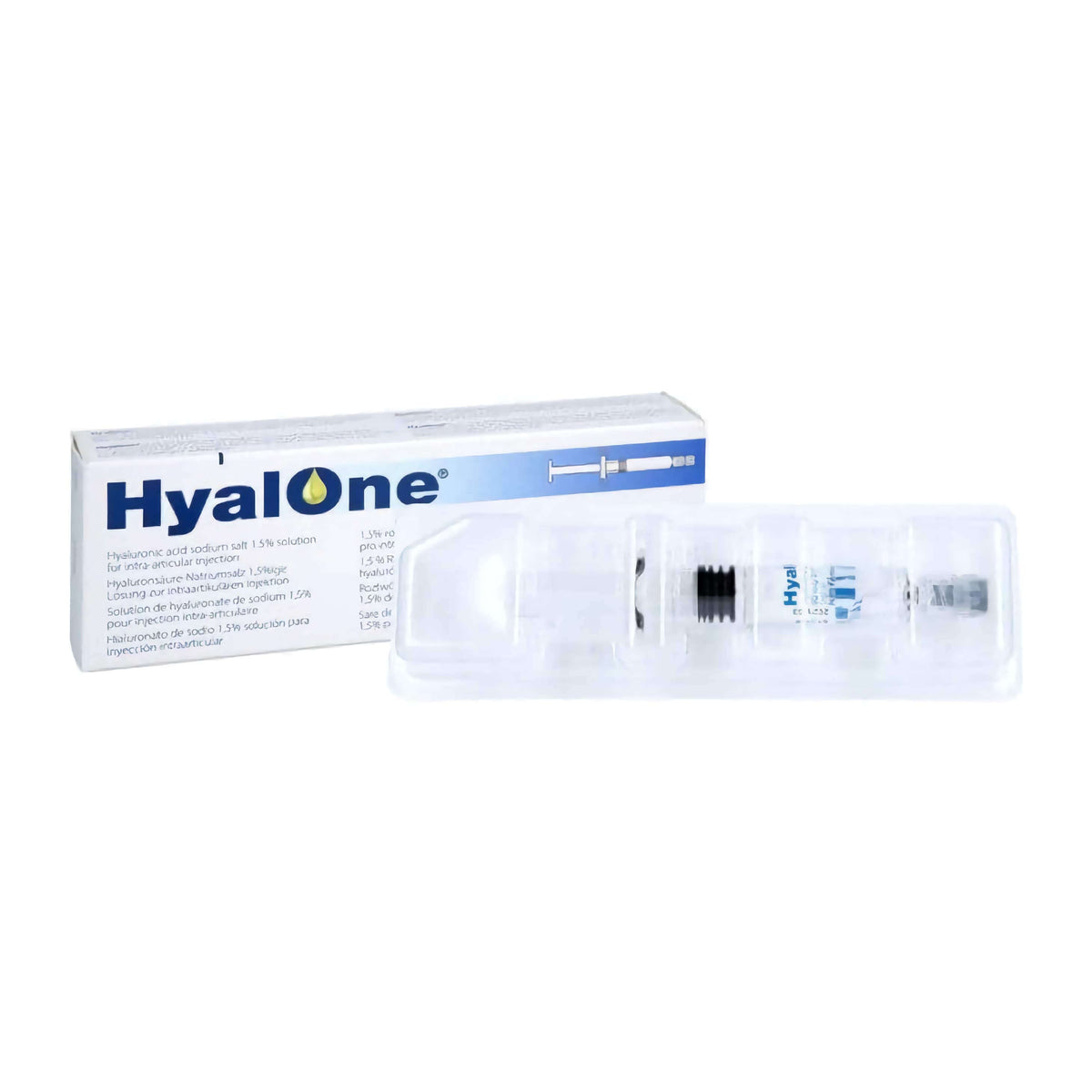 Intraartikulare Hyaluronsäure-Injektion von Fidia Pharma, 60mg/4ml, für Gelenkschmerzen, in Spritze bereitgestellt