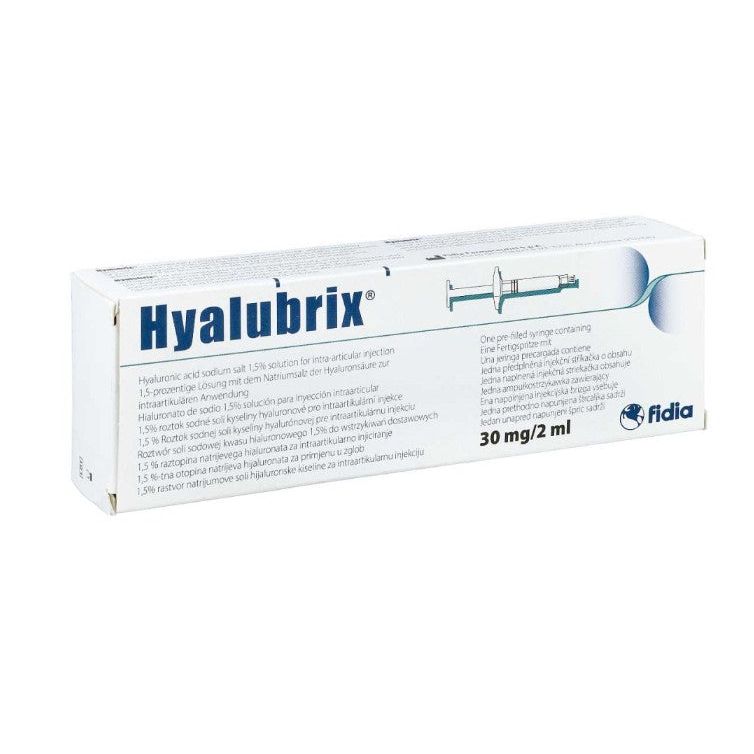 Hyalubrix Gelenkspritze mit 30 mg/2 ml hochkonzentrierter Hyaluronsäure von Fidia Pharma, Injektion für Gelenkbehandlung