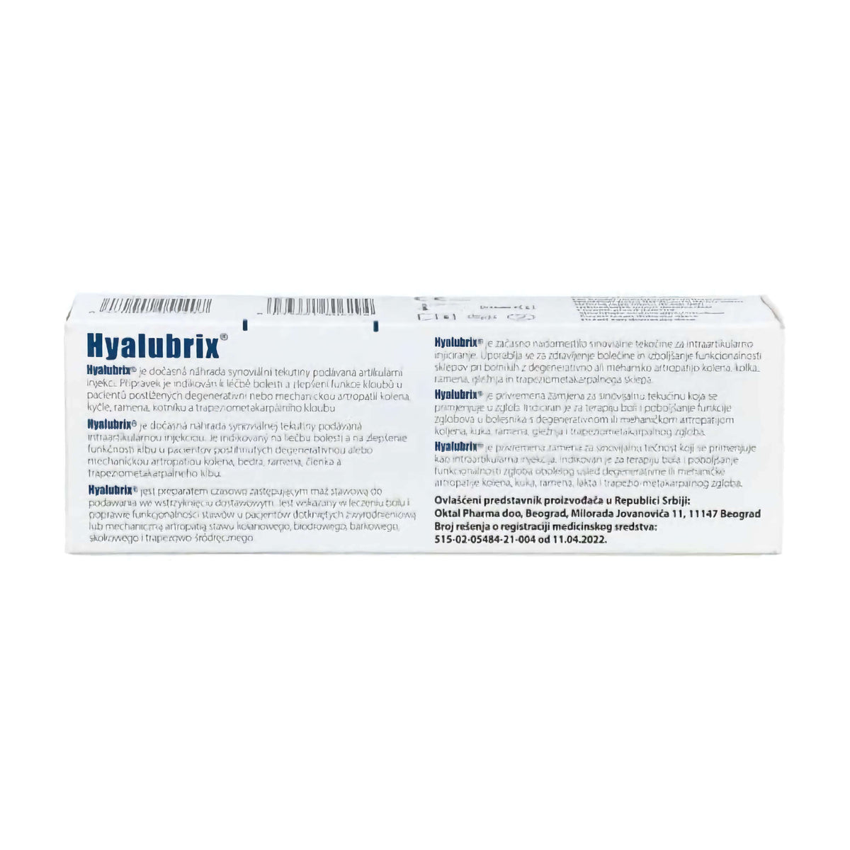 Hyalubrix Gelenkspritze mit 30mg/2ml Hyaluronsäure von Fidia Pharma, sterile Fertigspritze für Gelenkbehandlung
