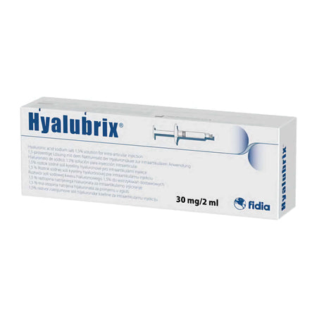 Hyalubrix Gelenkspritze mit 30mg Hyaluronsäure in 2ml Fidia Pharma, hochkonzentrierte Hyaluronsäure-Injektion