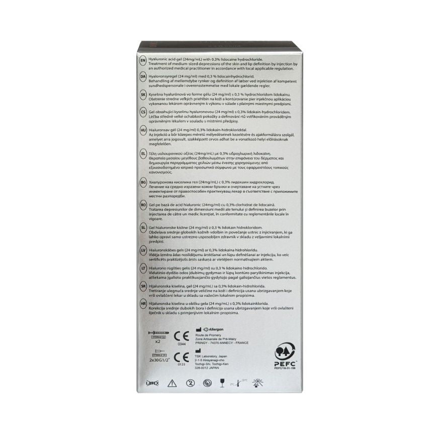 Juvéderm Ultra 2 Dermalfiller von Allergan, 2x0,55ml Hyaluronsäure mit Lidocain für feinere Faltenbehandlung.