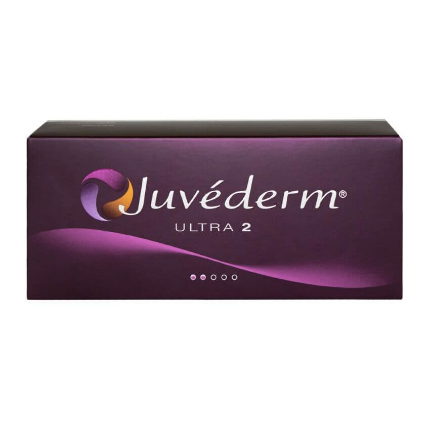 Juvéderm Ultra 2 Dermalfiller mit Hyaluronsäure und Lidocain, 2x0,55ml, von Allergan, für Gesichtsbehandlungen.