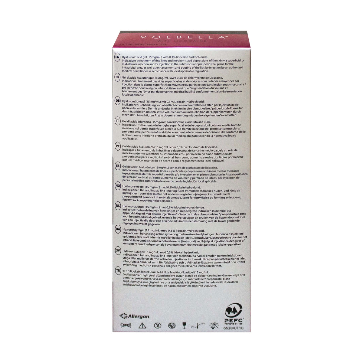 Juvéderm Volbella Dermalfiller mit Lidocain, 2x1ml Hyaluronsäure für Lippen und Feinlinien, Allergan Verpackung