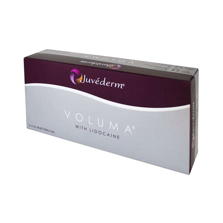 Juvéderm Voluma Dermalfiller von Allergan, 2x1ml Hyaluronsäure mit Lidocain für Wangenvolumen, sichtbar im Bild