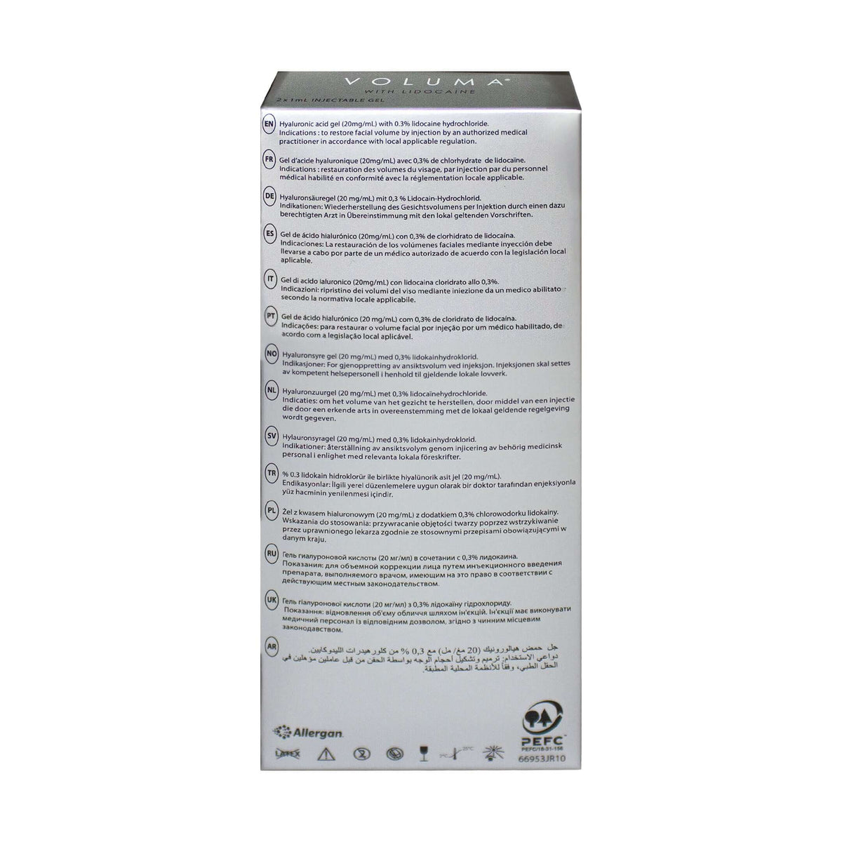 Juvéderm Voluma Dermalfiller von Allergan, 2x1ml, Hyaluronsäure mit Lidocain für Wangenvolumenaugmentation, hochwertiger Filler.