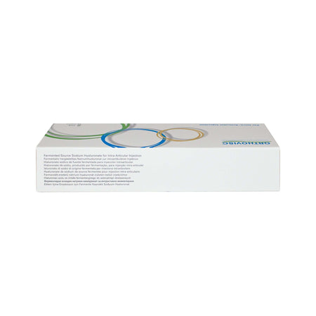 Orthovisc 30mg 2ml Hyaluronsäure-Injektion für Gelenke bei Arthrose, injiziert in eine Spritze, sichtbar in der Verpackung