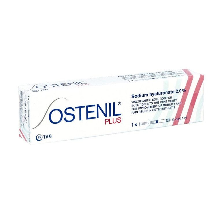 Ostenil Plus Hyaluronsäure Gelenkspritze von TRB Chemedica für Gelenk- und Arthrose-Schmerzbehandlung, intraartikulär.