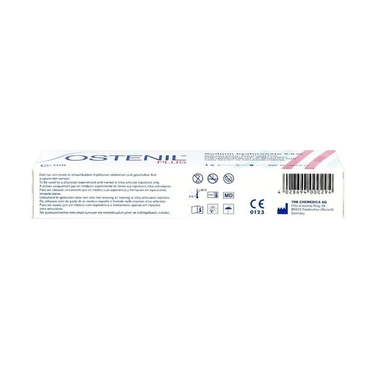 Ostenil Plus 40mg/2ml Hyaluronsäure Gelenkspritze von TRB Chemedica für intraartikulale Anwendung in Gelenken.