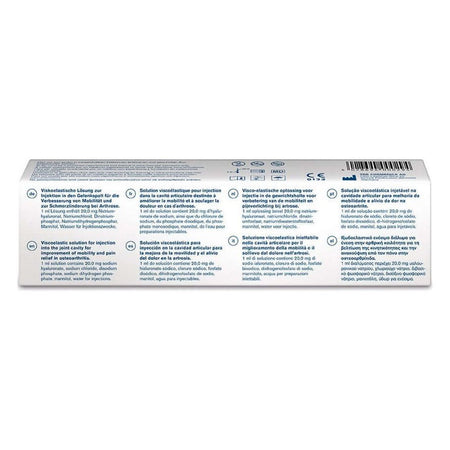 Ostenil Plus Gelenkspritze mit 40mg Hyaluronsäure in 2ml Verpackung, hergestellt von TRB Chemedica AG