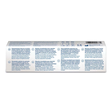 Ostenil Tendon Hyaluronsäure Gelenkspritze von TRB Chemedica, 40mg/2ml, Anwendung und Gebrauchsanweisung sichtbar.