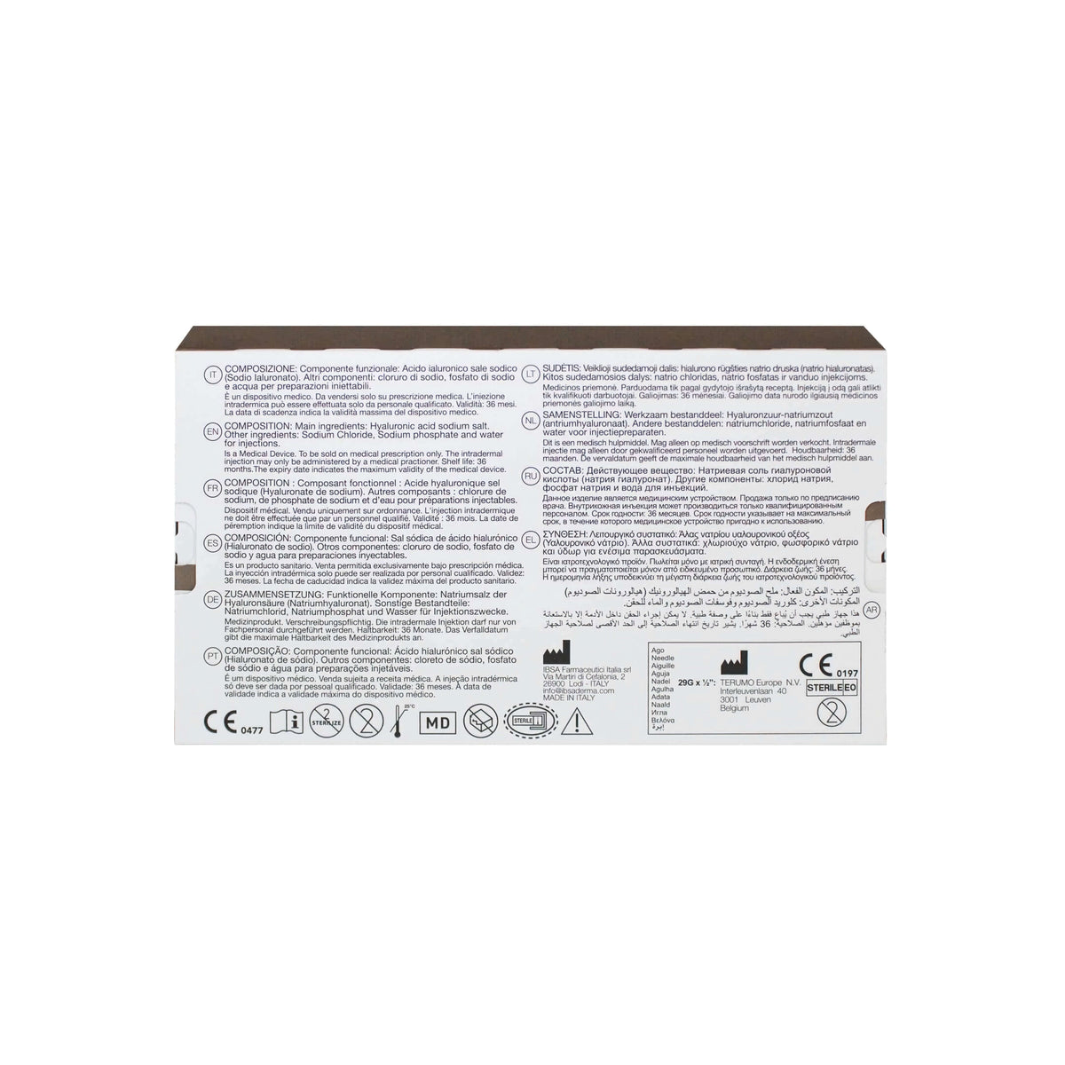 Profhilo H+L 2ml Dermalfiller mit Hyaluronsäure von IBSA, Verpackung und Produktbeschreibung sichtbar