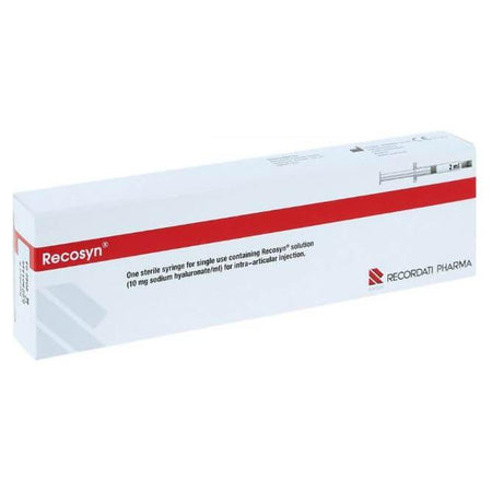 Hyaluronsäure-Injektion Recosyn 20mg, 2ml, für Gelenkbehandlung bei Arthrose, in Spritze von Recordati Pharma