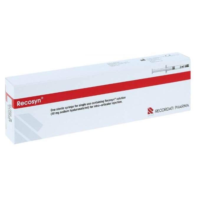 Hyaluronsäure-Injektion Recosyn 20mg, 2ml, für Gelenkbehandlung bei Arthrose, in Spritze von Recordati Pharma