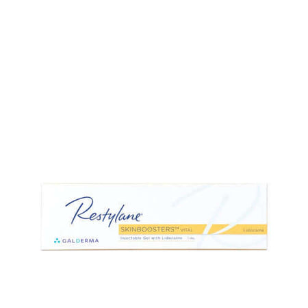 Restylane Vital Lidocaine 1ml dermal filler for skin regeneration with hyaluronic acid by Galderma.