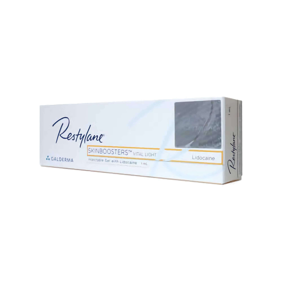 Restylane Vital Light dermal filler with lidocaine, 1ml hyaluronic acid gel for skin regeneration by Galderma.