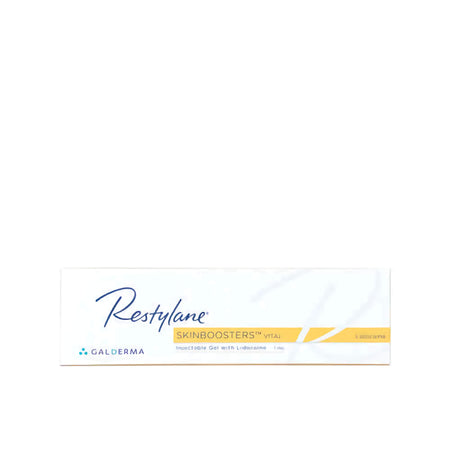 Restylane Vital 1ml dermal filler by Galderma, showcasing hyaluronic acid gel for skin regeneration and mesotherapy.