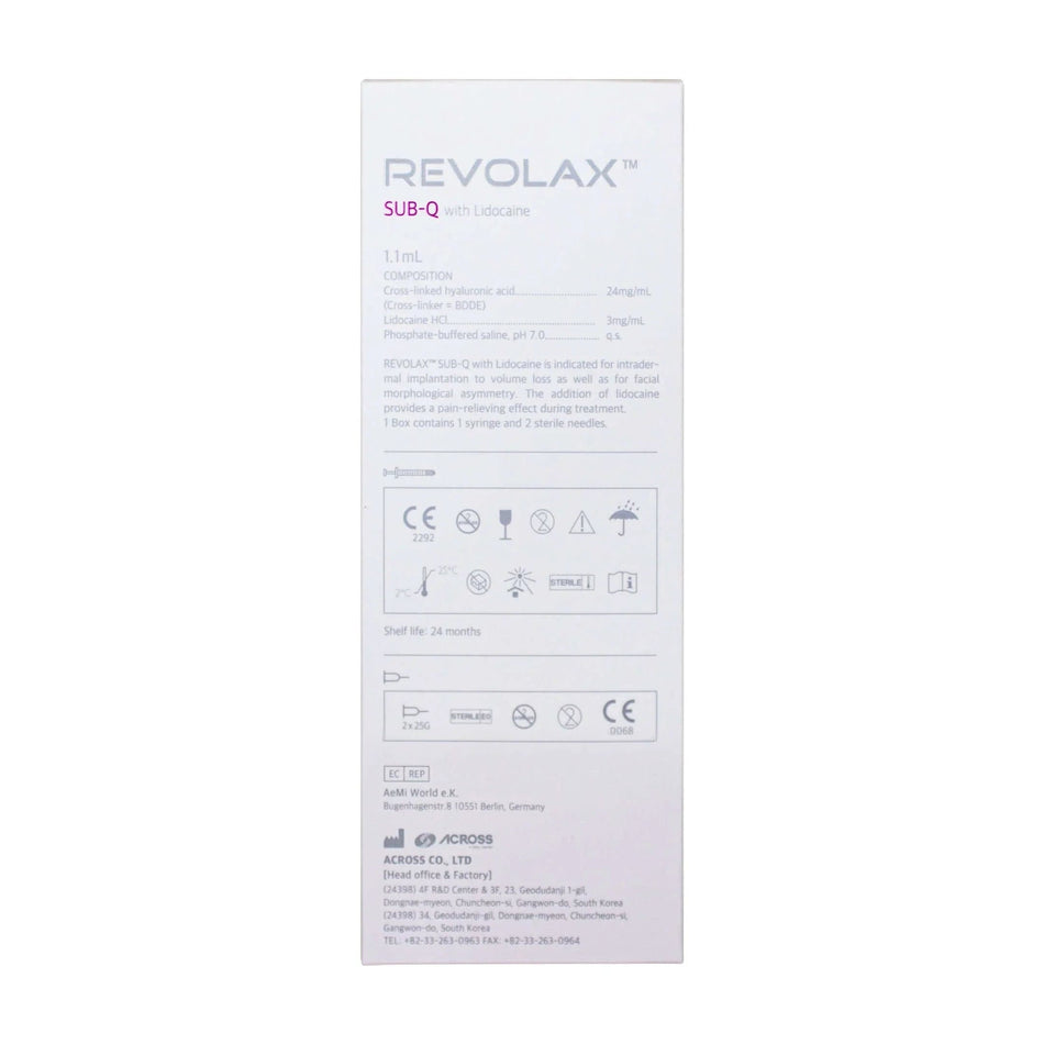 Revolax Sub-Q Lidocaine Hyaluronsäure Dermalfiller 1,1ml von ACROSS für Volumen und Faltenauffüllung, sichtbar in der Anwendung