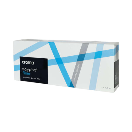 Saypha Filler 1 x 1 ml Verpackung für ästhetische Dermal Filler von Croma mit modernes Design.