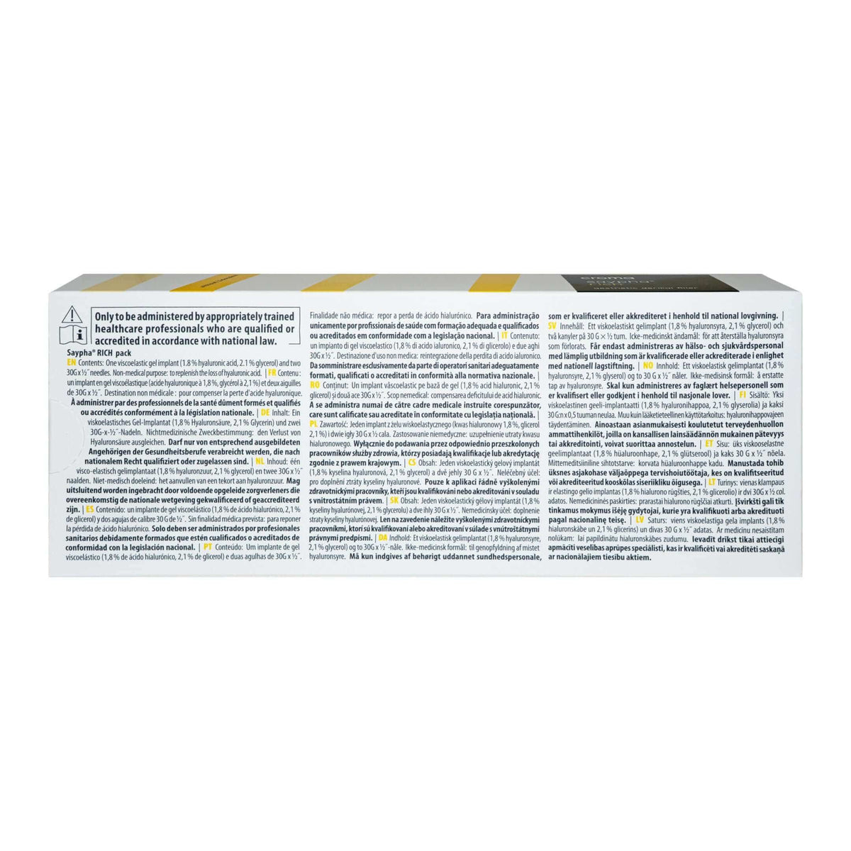 Saypha Rich 1 x 1 ml product packaging details with usage instructions and ingredients list.