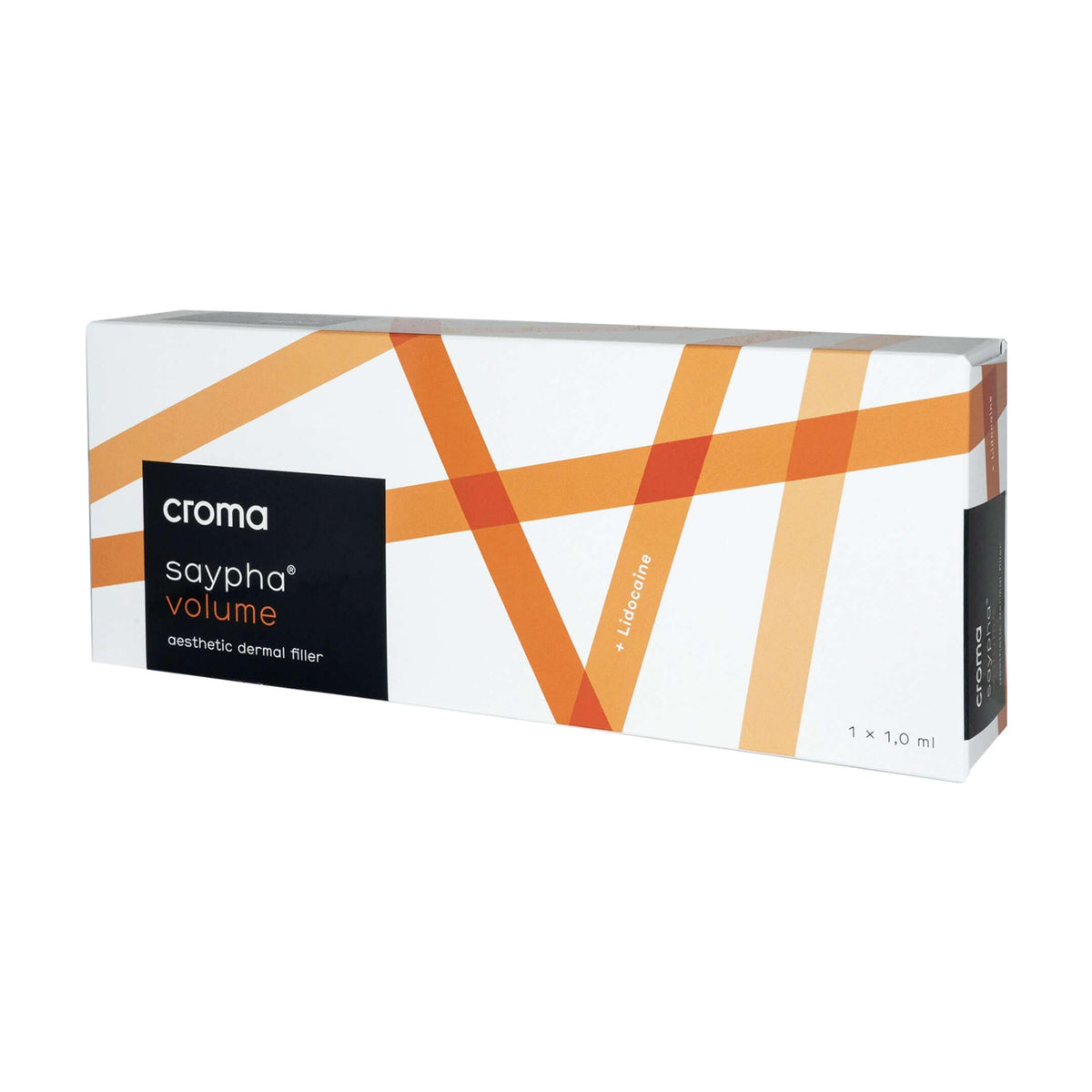 Saypha Volume mit Lidocaine 1 x 1 ml Verpackungsdesign für ästhetische Dermalfüller.