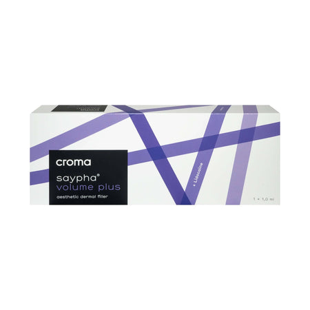 Saypha Volume Plus mit Lidocaine 1 x 1 ml Dermal Filler Box by Croma with purple design
