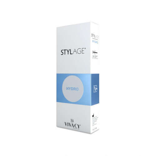 Stylage Bi-Soft Hydro 1ml hyaluronic acid dermal filler by VIVACY for skin regeneration and mesotherapy treatments.