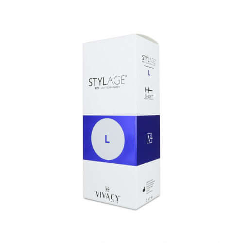 Stylage Bi-Soft L (2 x 1 ml) Verpackung mit Hyaluronsäure für Volumen und Feuchtigkeit.