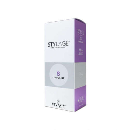 Stylage Bi-Soft S Lidocaine (2 x 0,8 ml) packaging box for dermal filler treatment.