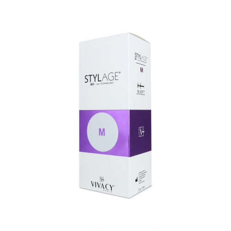 Stylage Bi-Soft M (2 x 1 ml) packaging featuring a clean design and purple accents.