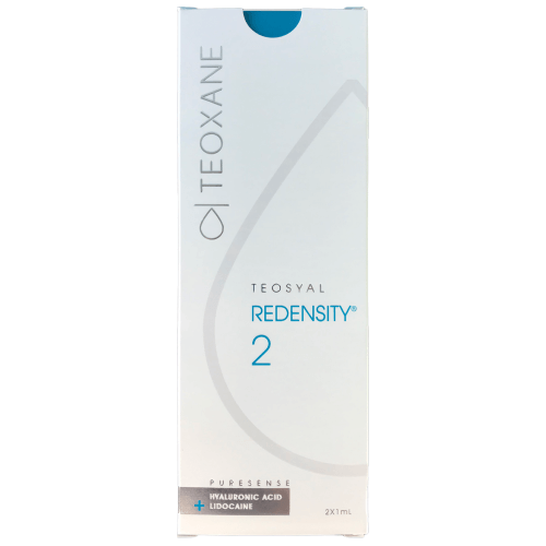 Teosyal PureSense Redensity 2 Eyes (2 x 1 ml) packaging with hyaluronic acid and lidocaine.