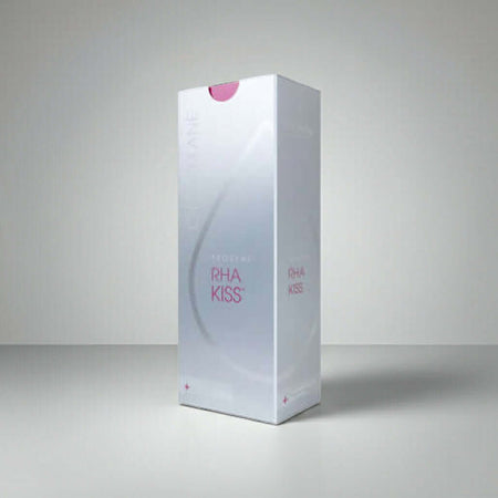 Teosyal RHA Kiss dermal filler for lip enhancement, featuring two 0.7ml syringes of hyaluronic acid.